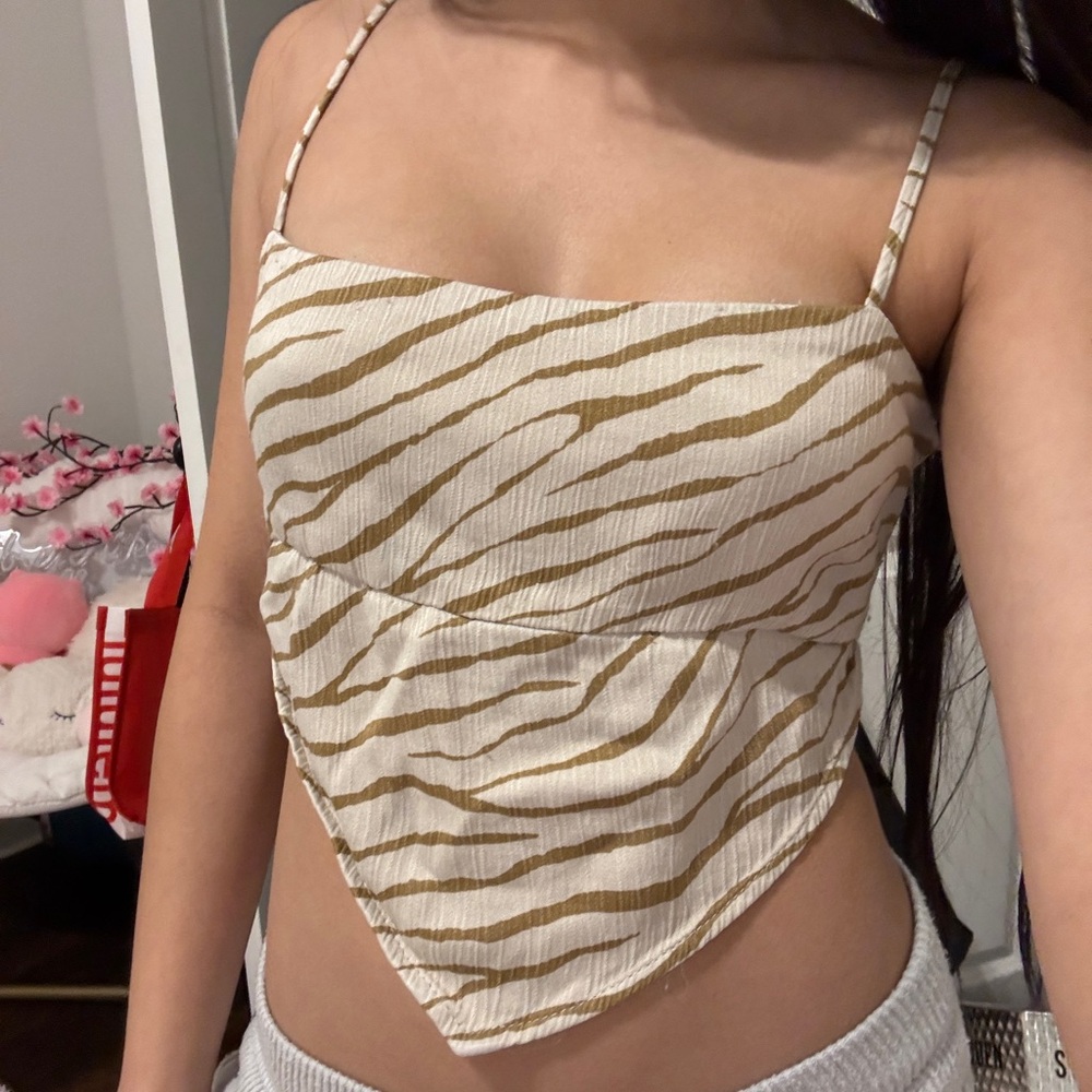 Cream and Brown Zebra Print Crop Top